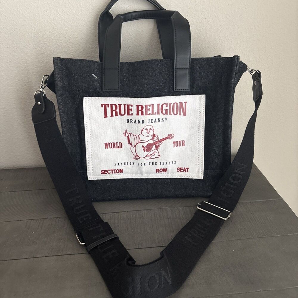 True Religion Black Denim Women’s Mini Crossbody Bag Purse Adjustable Strap